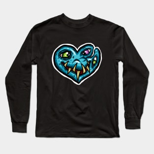 Zombie Heart Smile Eyes Blue Valentines Day Long Sleeve T-Shirt